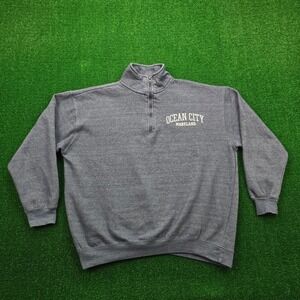 Ocean City Maryland Sweatshirt Mens XL‎ Gray 1/4 Zip Pullover Outdoors Casual